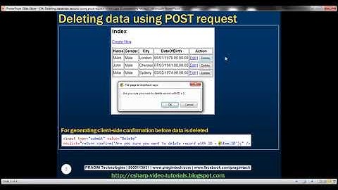 Part 24 Deleting database records using post request in mvc