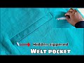 How to sew a zippered covered Welt pocket // sew a invisible zipper Welt pocket very easy method /