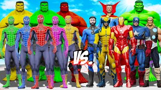 TEAM SPIDER-MAN COLOR \& HULK vs TEAM AVENGERS \& FANTASTIC FOUR - EPIC SUPERHEROES WAR