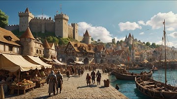 Fantasy Medieval Music ⚓ Medieval Harbour Market Peacefull Ancient