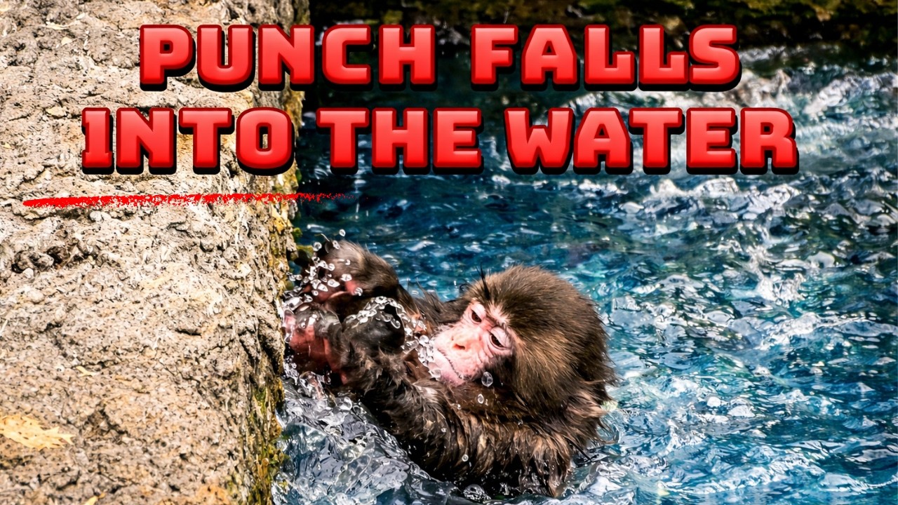 Poor Punch Monkey Falls Into the Water!