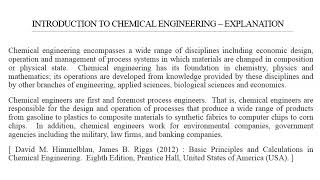 Chemical Engineering Course Design - Chapter 1 : Introduction to Chemical Engineering