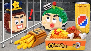 (1 Hour) LEGO Cheetos Collection : Prison with Mukbang Challenge || Stop Motion & Lego Cooking ASMR