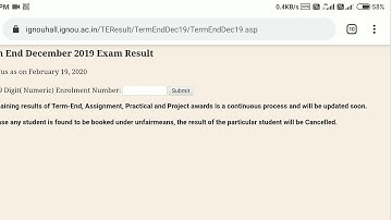 IGNOU: Result of Term End Examination December - 2019