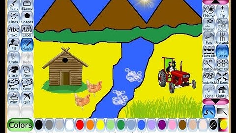 to draw a Village Scenery in Tux Paint | Easy drawing in Tux Paint for kids