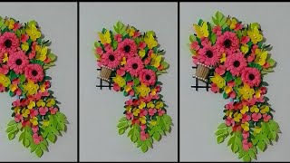 diy beautiful paper Flower Wall Hanging #crafting #art #art_and_craft #craft #make_flower #flower