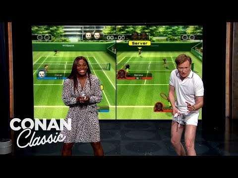 Serena Williams &amp; Conan Play Wii Tennis | Late Night with Conan O’Brien