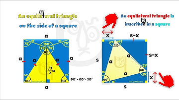 Equilateral triangle inside/on side a square - Square inside an equilateral triangle #math #qushkoob
