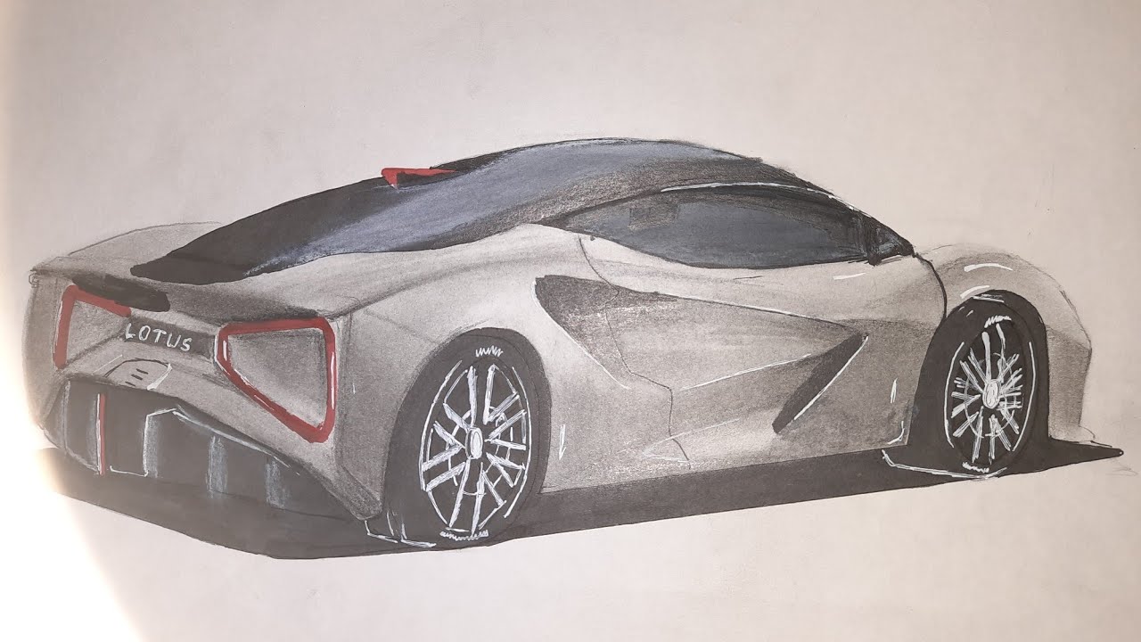 Realistic Car Drawing Lotus Evija Time Lapse YouTube