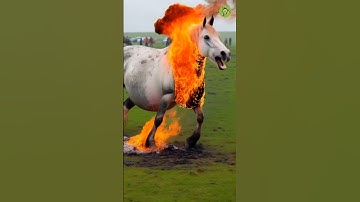 A horse surrounded by fire a brave rescue team saved the horse #horse #humanity #animals