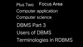 Uyare | DBMS Part 3 |  CS | CA | Focus Area