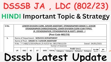 HINDI Imp. Topic & Strategy |Jr. Assistant,DSSSB | Complete Analysis #dsssb #juniorassistantexam