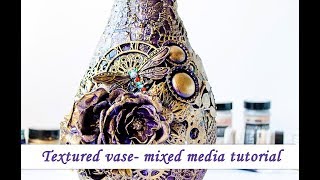 Mixed Media altered vase - step by step tutorial