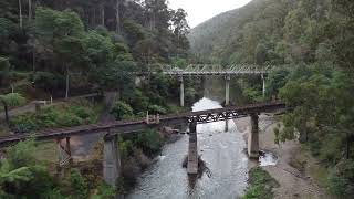 4K Drone - Walhalla, Victoria, Australia, Township and Goldfields Railway