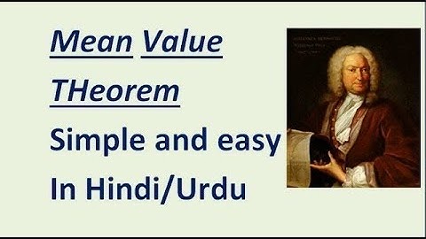 Mean Value Theorem (in Hindi/urdu) ||  easy and simple || with example
