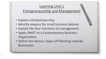 Learning Unit 1 Introduction - Entrepreneurship and Management