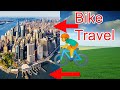 travel from village to the city with a bike. relaxing video pov bike travel. uncut
