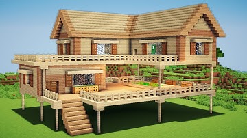 Minecraft: Large Wooden House Tutorial - How to Build a Survival House in Minecraft / Easy /