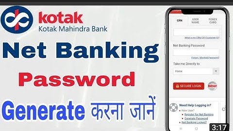 kotak net banking password reset || kotak net banking