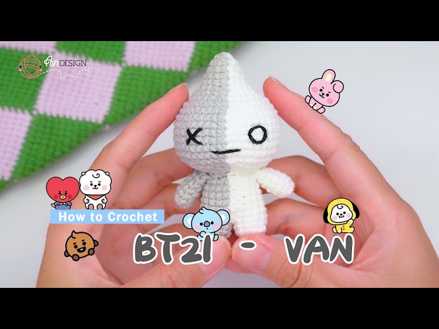 あみぐるみ「୨୧RIBBON୨୧」 How to Crochet BT21 Van | Full Body Amigurumi Tutorial | Step-by