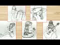 Easy 5 Videos Drawing || How To Draw Beautiful Girl || Pencil Sketch ||Easy Drawing steps || Sketch