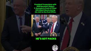 President Trump jokes withHHS Secretary RobertF. Kennedy in front of PfizerCEO Albert Bourla…