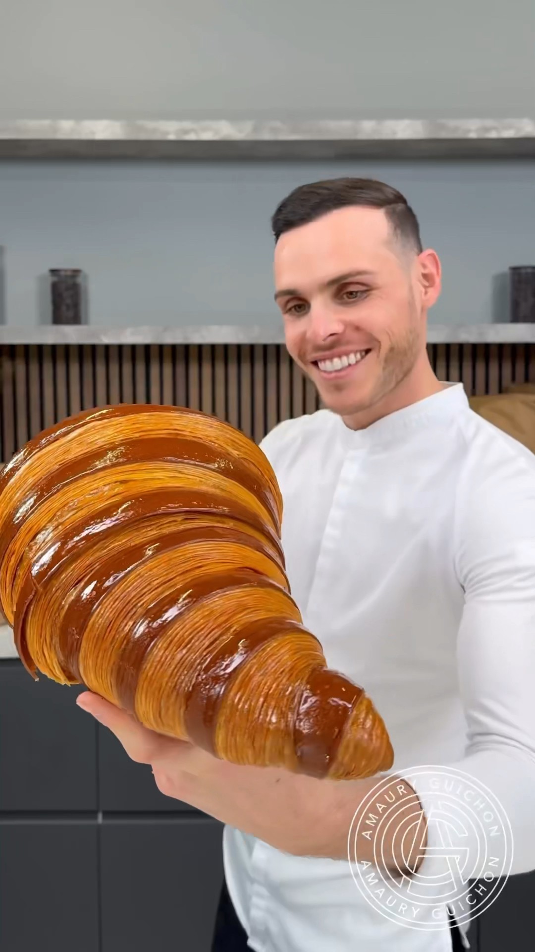 Giant Croissant! ? The making of the croissant from the coffee cup video! #amauryguichon #croissant