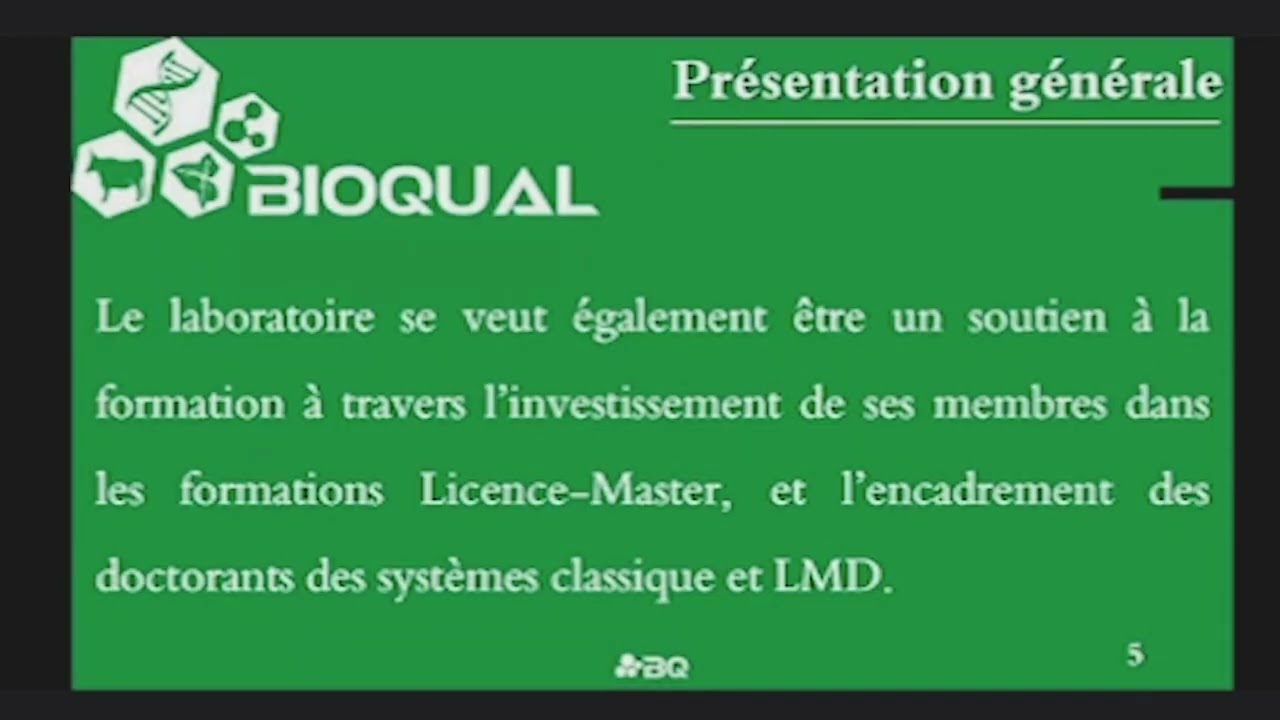 Webinair 01Présentation du laboratoire de recherche biotechnologie et qualité des Aliments
