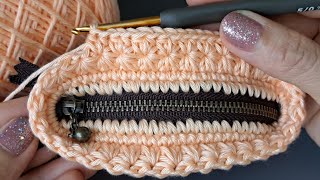So cute Crochet zip bag. Star stitch.
