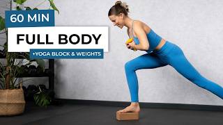 60 MIN FULL BODY PILATES WORKOUT | Weights & Yoga Block Sculpt