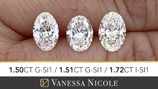 1.50 CARAT OVAL CUT DIAMOND - Oval Shape Diamond Color Grade & Diamond Size Comparison for Dante