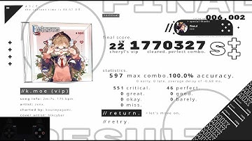 UNBEATABLE - (Lv22) k.moe (vip) / (★)Star : Perfect combo 100% S++ ※Dual Shock4