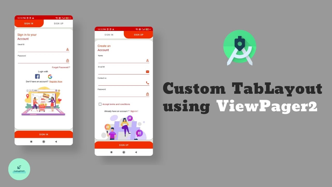 Custom Tab Layout Using View Pager 2 | Android Studio 2022