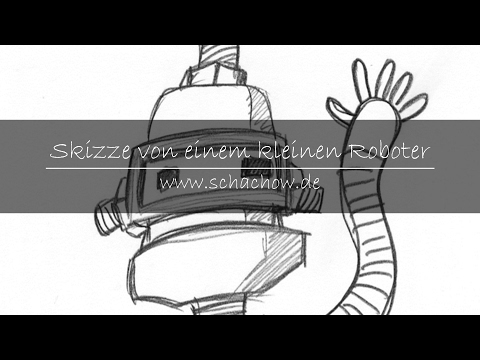 Bleitift-Skizze von einem kleinen Roboter | Schachow