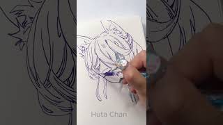 Sketching ASMR with New Glass Pen #shorts #hutachan