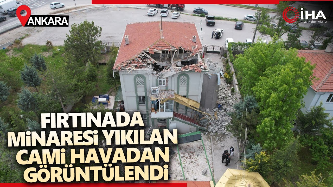 Fırtına'da Minaresi Yıkılan Cami Havadan Görüntülendi