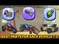 Best parts setup for each vehicle   hill climb racing