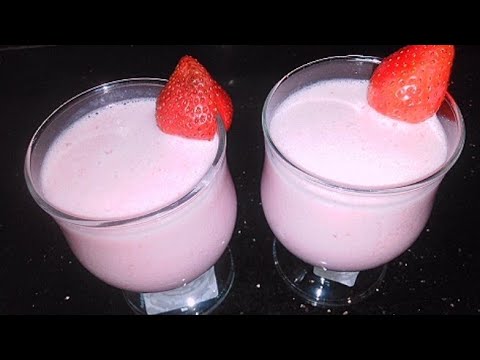 طريقة عمل عصير فراوله باللبن طعمة ولونه زى الجاهز بالظبط مع مونى هيما