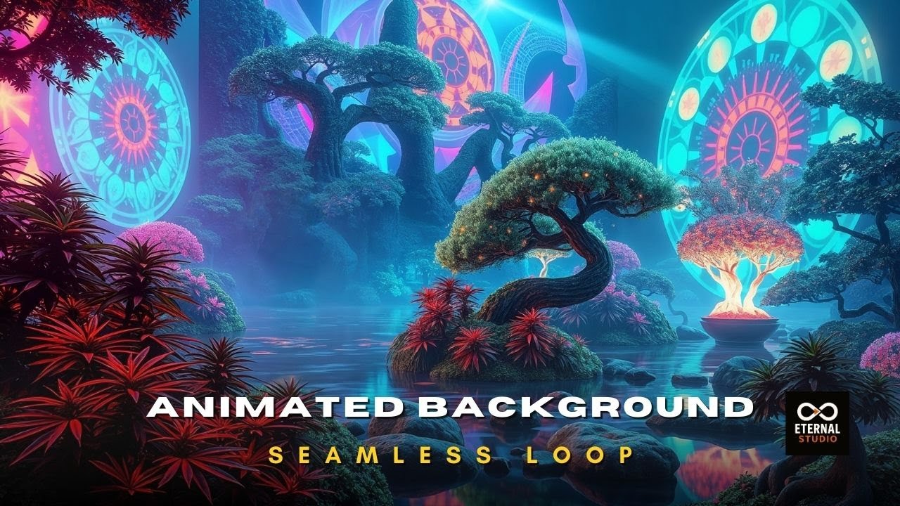 Animated Background - Psychedelic Marijuana Garden River | Trippy Tribal Neon Lights Live Wallpaper