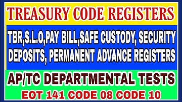 TREASURY CODE ALL REGISTER DEPARTMENTAL TESTS