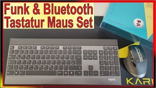 Wireless Tastatur Maus Set Rapoo 9900M [ Funk & Bluetooth ] 3200 DPI Sensor - Multi Mode Combo Test screenshot 2