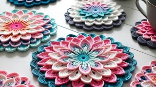 AI image creations crochet cup coasters#crochet