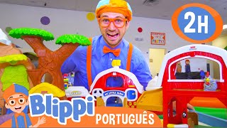 Blippi Visita um Parque Coberto (Fidgets)! | 2 HORAS DE BLIPPI | Vídeos Educativos em Português