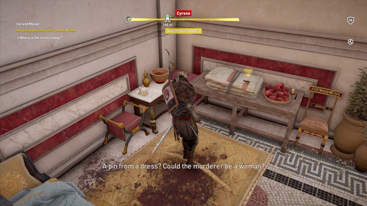 Assassin's Creed: Origins - Cat and Mouse: Find & Investigate The Murder Site  At The Baths "Vesta"