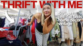 come thrift with me because fall is coming...👀 (50% off the ENTIRE thrift store!)