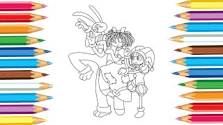 Pomni, Ragatha and Jax from The Amazing Digital Circus Coloring Pages