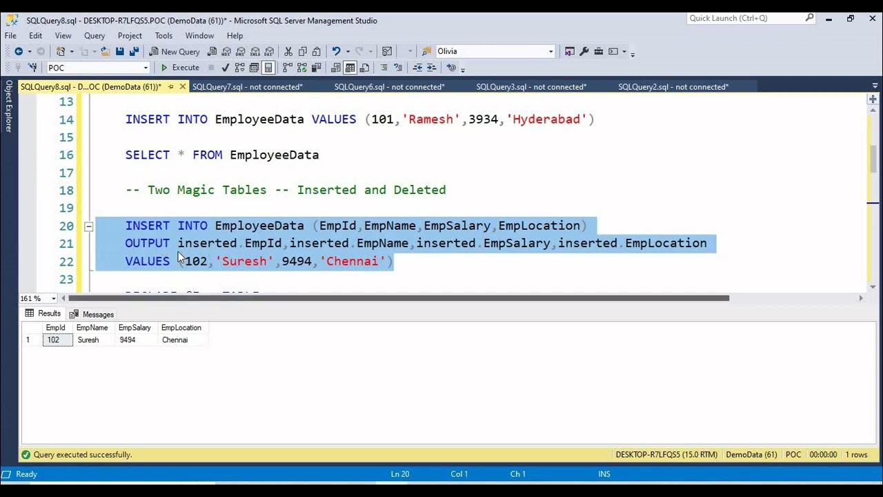 58.How to use OUTPUT Clause insert and Delete Statements in SQL Server ...