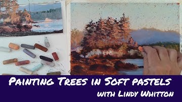 Painting trees in soft pastel.