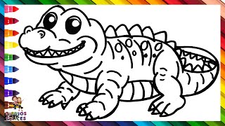 Cómo Dibujar Un Cocodrilo 🐊 Dibuja y Colorea Un Lindo Cocodrilo 🐊🌈 Dibujos Para Niños