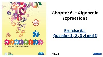 Class 7 // Chapter 6 :- Algebraic Expression // Exercise 6.1 Question 1,2,3,4 and 5 #maths 